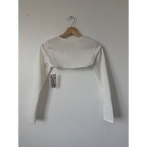 Belsira Women's Long Sleeve Cropped‎ Blouse – White – Size Small – NWT